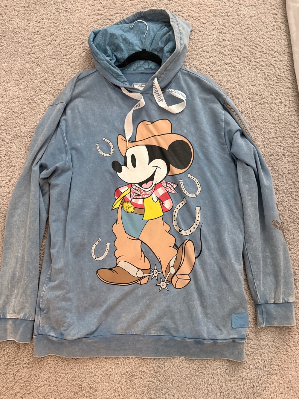 Disney Cowboy Mickey Loungefly Light Blue Patterned Hoodie